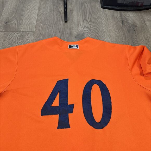 Wilmington Blue Rocks Baseball Jersey USA Signed #40 Orange RARE COLOR Size 48 - Picture 12 of 12